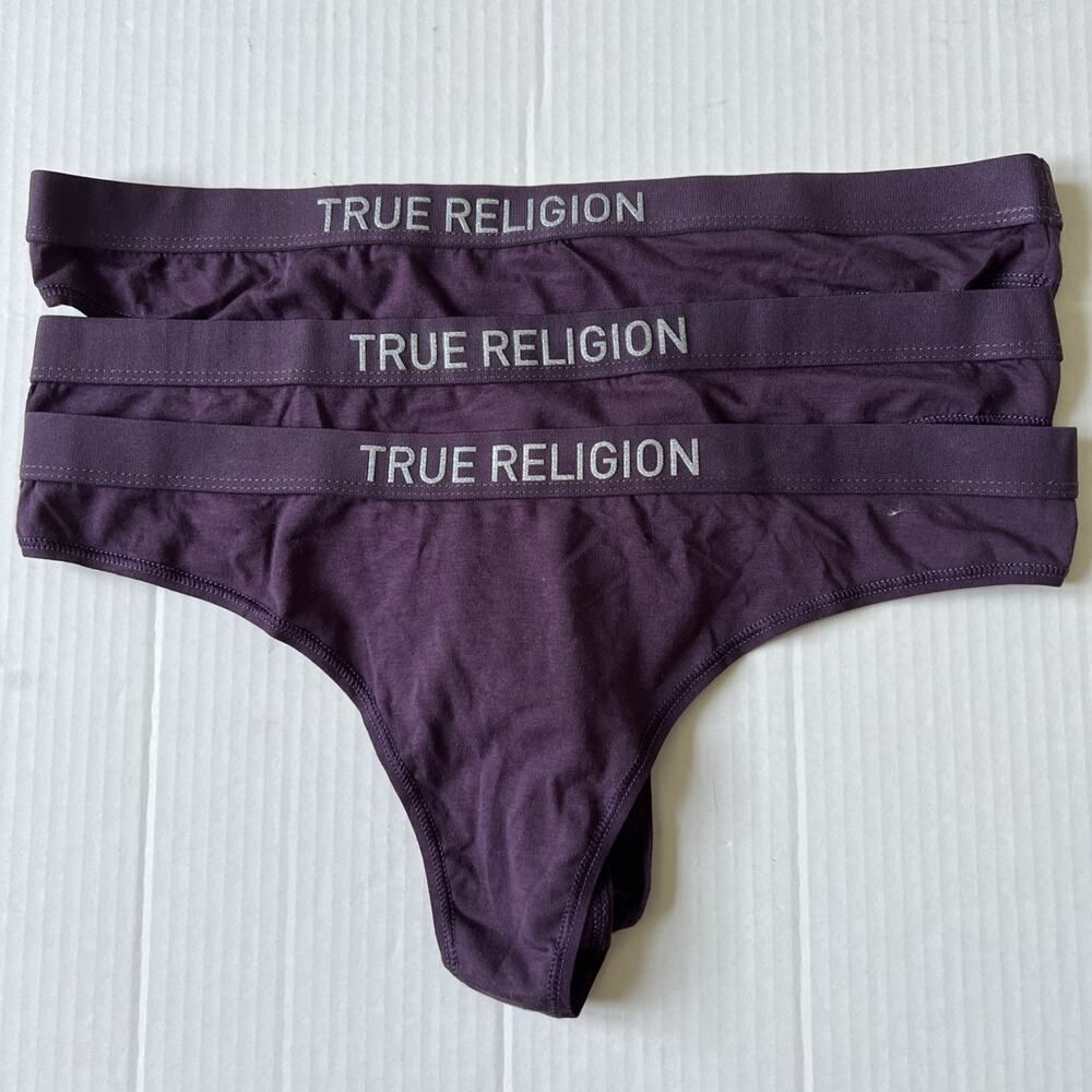 True Religion Sz L Women's (3) Purple Thongs NWOT